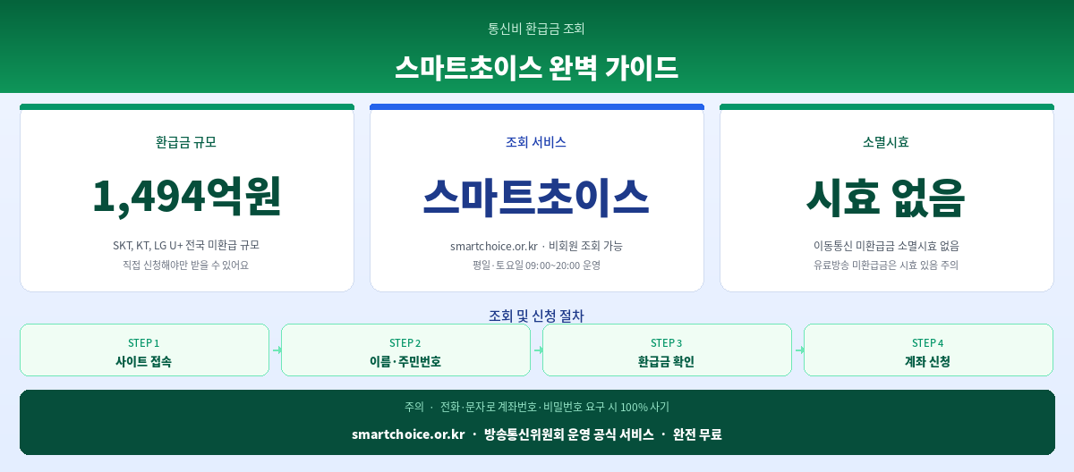 통신비 환급금 조회 신청방법 스마트초이스 핵심 정리 인포그래픽