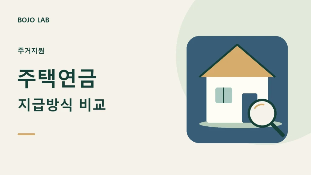 집 모양 일러스트와 ‘주택연금’ 문구로 주거지원 정보를 안내하는 이미지